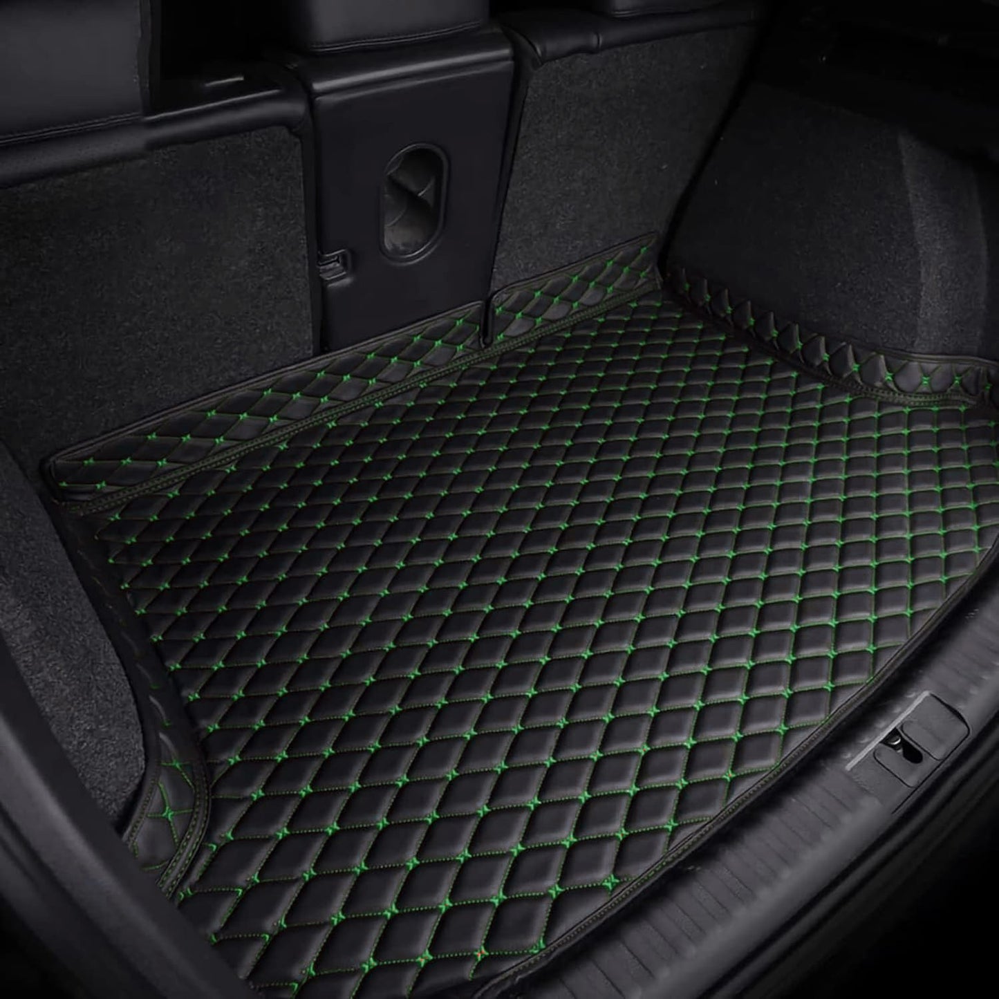 green leather customized 2d trunk box mats UK with Ford Focus 2015 Estate / Wagon