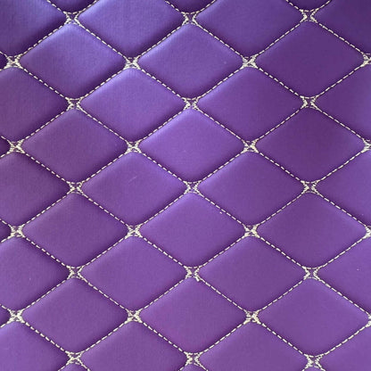 Close-up of a purple diamond-stitched texture with white detailing, ideal for car interior mats.